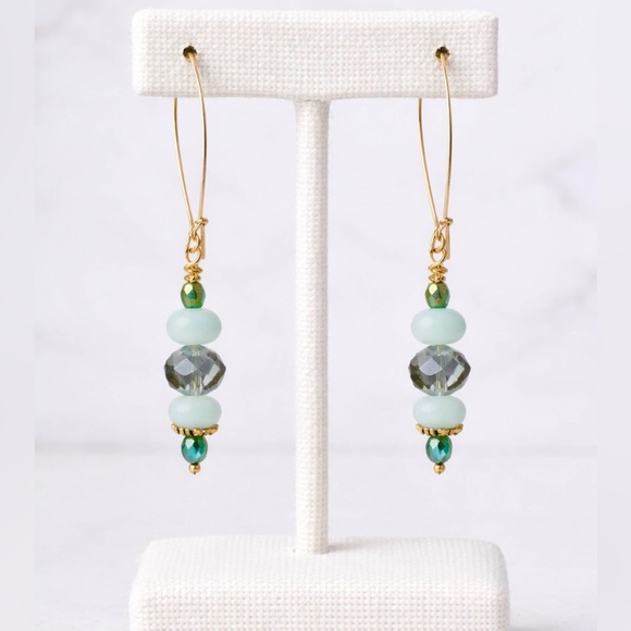 Frontrow.style Jewelry - 𝅺22KT Gold plated Sterling Silver earrings Genuine Amazonite BUY NOW PRICE
